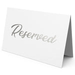 Load image into Gallery viewer, 10 Pack Silver Reserved Table Signs for Wedding Party Restaurant Reserved Signs for Wedding Double Sided Reserved Table Signs Silver Reserved Signs for Tables Silver Tent Reservation Cards