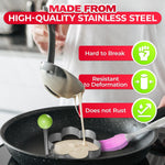 Load image into Gallery viewer, 5 Pcs Pancake Mold Set – Stainless Steel Pancake Molds for Griddle with Fun Shapes Comfortable Handles and Non Slip Design – Egg Shaper for Frying Pan With Silicone Brush for Easy Use & Cleaning