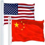 Load image into Gallery viewer, G128 Combo Pack: USA American Flag 3x5 Ft 150D Printed Stars & China (Chinese) Flag 3x5 Ft 150D Printed