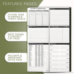 Load image into Gallery viewer, 2025 2026 HARDCOVER Leather Planner Weekly & Monthly 8.5x11 Inches Academic Planner Business Personal or Student Pen Holder Thick Paper July 2025 June 2026 (Olive Green)