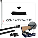 Load image into Gallery viewer, Combo Pack: Flag Pole 5 FT Black Tangle Free & Come and Take It Flag 2x3 FT Double Sided Embroidered 210D Heavy Duty Polyester Indoor/Outdoor, Vibrant Colors, Brass Grommets, 3ply