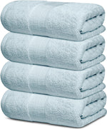 Load image into Gallery viewer, 4 Pack Resort Collection Soft Bath Towel 28x55 in Luxury Plush Cotton Light Blue