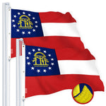 Load image into Gallery viewer, G128 2 Pack: Georgia GA State Flag 5x8 Ft StormFlyer Series Embroidered 220GSM Spun Polyester Embroidered Design, Indoor/Outdoor, Brass Grommets, Heavy Duty, All Weather
