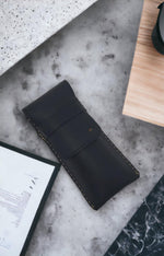 Load image into Gallery viewer, Black Leather Eyeglass Case Genuine Leather Protects Sunglasses Eyeglasses Case