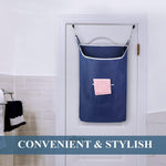 Load image into Gallery viewer, Fine Living Co. Large Hanging Laundry Hamper with Over Door Hooks & Adhesive Durable Space Saving Laundry Bag with Zipper and Wide Open Top Hanging Dorm Laundry Hamper (Navy Blue XL)