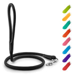 Load image into Gallery viewer, Rolled Leather Dog Leash 4 ft x 0.4 in All Sizes Black