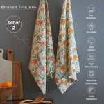 Load image into Gallery viewer, The Fine Living Co. 100% Cotton Kitchen Towels Set of 2 18 x 28 inches Ornamental Printed Dish Towels Hand Towels Boho Tea Towels Multifunctional Stylish Absorbent Quick Dry Soft