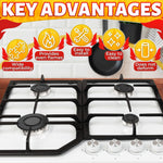 Load image into Gallery viewer, 4Pcs Portable Gas Stove Burner Replacement Surface Burner Head Replacement Stove Range Gas Stove Burners Caps Black Stove Top Burner Replacement Range Burners Tops Burner Covers for Gas Stove