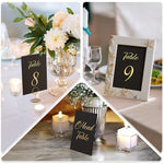 Load image into Gallery viewer, Black Table Numbers 1 30 for Wedding Reception with Gold Foil Table Number Cards 4x6 with Head & Gift Table Restaurant Table Numbers Wedding Numbers for Tables Card Stock Wedding Table Numbers