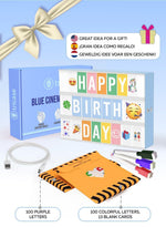 Load image into Gallery viewer, Blue Cinema Light Box with 312 Letters Emojis 3 Markers Led Board Decor for Girl