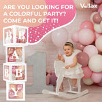 Load image into Gallery viewer, Baby Shower Boxes with Letters 44 Pcs White Boxes with Rose Gold Dusty Pink Sand & White Balloons Gender Reveal & Party Decoration Set by