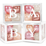 Load image into Gallery viewer, Baby Shower Boxes with Letters 44 Pcs White Boxes with Rose Gold Dusty Pink Sand & White Balloons Gender Reveal & Party Decoration Set by