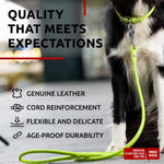Load image into Gallery viewer, WAUDOG Rolled Leather Dog Leash 4Ft * 0.4 in for Small Medium and Large Dogs Heavy Duty Leather Puppy Leash for Outdoor Walking Running Training Strong Dog Leashes for Large Breed Dogs (Green)