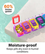 Load image into Gallery viewer, Weekly Pill Organizer 1 time a Day Pill Box 7 Day with Enhanced Waterproof Seal Large compartments Hold Big Vitamins & Supplements Upgraded Locking lids for Home & Travel use Durable Hard case