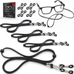 Load image into Gallery viewer, Eyeglass Strap Holders Premium ECO Leather 4 Cords Black AntiSlip Clip Loop