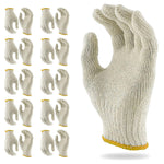 Load image into Gallery viewer, 12 pairs String Knit Work Gloves 10 Inch Cotton and Polyester String Knit Gloves. Reusable Roping Gloves for Men and Women with Yellow Line.