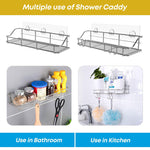 Load image into Gallery viewer, 2 Pack Silver Adhesive Shower Caddy Shower Shelf Organizer for Bathroom Organization with Hooks SUS304 Stainless Steel