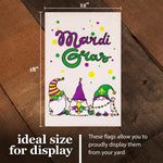 Load image into Gallery viewer, G128 Combo Pack: Garden Flag Stand Black 36 in x 16 in & Garden Flag Mardi Gras Decoration Three Gnomes 12x18 DoubleSided Burlap Fabric