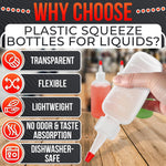 Load image into Gallery viewer, 6 Pack 4oz Small Squeeze Bottles for Liquids – Clear Condiment Squeeze Bottles for Sauces Ketchup Mustard Oil Syrups and Dressings with Measuring Scale – Easy to Use & Leak Proof