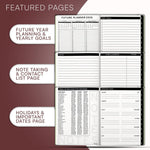 Load image into Gallery viewer, 2025 2026 HARDCOVER Leather Planner Weekly & Monthly 6.5 * 8.5 Inches Academic Planner Business Personal or Student Pen Holder Thick Paper July 2025 June 2026 (Dark Red)