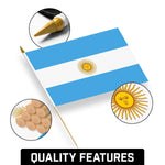 Load image into Gallery viewer, G128 12 Pack Handheld Argentina Argentinian Stick Flags 12x18 In Printed 150D Polyester, Country Flag, Solid Wooden Stick, Spear Gold Tip