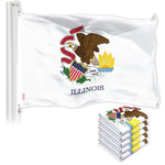 Load image into Gallery viewer, G128 5 Pack: Illinois IL State Flag 3x5 Ft LiteWeave Pro Series Printed 150D Polyester Indoor/Outdoor, Vibrant Colors, Brass Grommets, Thicker and More Durable Than 100D 75D Polyester