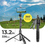 Load image into Gallery viewer, Phone Tripod 62 Selfie Stick for iPhone with Remote and 3W LED Light, Universal Mount, Phone Stand for Recording & Streaming, Tripod for iPhone & Android Phone & Gopro
