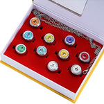 Load image into Gallery viewer, Naruto Akatsuki Rings Set 10pcs With Chain Cosplay Itachi Sharingan Box Anime