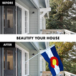 Load image into Gallery viewer, 6 Feet Tangle Free Spinning Flagpole (White) Colorado Flag Brass Grommets Embroidered 3x5 ft (Flag Included) Aluminum Flag Pole