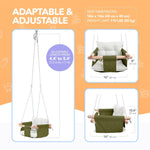 Load image into Gallery viewer, Canvas Baby Swing Wooden Hanging Swing Seat Chair with Safety Belt Durable Baby Swing Chair Outdoor and Indoor Swing for Kids Mounting Hardware Included Green