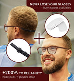 Load image into Gallery viewer, Eyeglass Nose Pads Stop Glasses from Sliding 6 Pairs Adhesive Sunglass Nose Bridge 0.5mm x 7mm x 16mm Glasses Accessories (Clear Pads & Dark Glasses Strap)