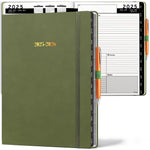 Load image into Gallery viewer, 2025 2026 HARDCOVER Leather Planner Weekly & Monthly 8.5x11 Inches Academic Planner Business Personal or Student Pen Holder Thick Paper July 2025 June 2026 (Olive Green)