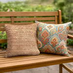 Load image into Gallery viewer, Raffia Hand Knitted Pillow Cover 18x18 inch Boho Decorative Cushion Cover for Couch Sofa or Bed Rustic Natural Throw Pillow Case