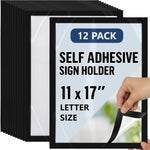 Load image into Gallery viewer, 12 Self Adhesive Sign Holder 11x17 with Magnetic Border Reusable Adhesive Frames Windows Magnetic Frames for Wall Display Peel & Stick Document Sleeve Magnet Page Protector for Office School
