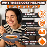 Load image into Gallery viewer, 4 Pcs Microwave Bowl Holders for Hot Food – 7.5 Gray Microwave Bowl Cozy Holders for Safe & Easy Handling of Hot Bowls Saucers & Cups – Machine Washable Soft Textured Fabric for Hand Protection