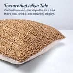 Load image into Gallery viewer, Raffia Hand Knitted Pillow Cover 18x18 inch Boho Decorative Cushion Cover for Couch Sofa or Bed Rustic Natural Throw Pillow Case 1pc