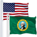 Load image into Gallery viewer, G128 Combo Pack: USA American Flag 3x5 Ft 150D Printed Stars & Washington State Flag 3x5 Ft 150D Printed
