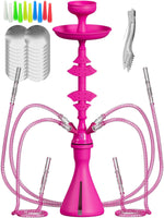Load image into Gallery viewer, 4 Hose Hookah set with everything Pink Mini Hookah with 50x Foil Silicone Bowl