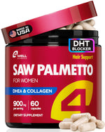 Load image into Gallery viewer, Saw Palmetto for Women 900mg DHT Blocker for Hair Growth with DHEA Collagen Peptides Advanced Beauty Support Complex for Hair Skin Nails DHEA Supplement Thinning Support 60 Capsules