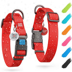 Load image into Gallery viewer, Waterproof Dog Collar Adjustable 17–28 in Neck x 1 3/5 in Wide Buckle & QR Tag Red