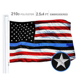 Load image into Gallery viewer, Blue Lives Matter Flag 210D Embroidered Polyester 2.5x4 Ft