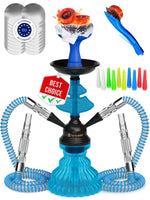 Load image into Gallery viewer, Blue Hookah set with everything Hookah Set 2 Hose Hookah LilOne