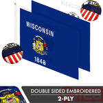 Load image into Gallery viewer, Wisconsin WI State Flag 3x5 Ft 5Pack Doublesided Embroidered Polyester By G128