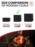 Load image into Gallery viewer, 72 pcs Hookah Charcoal Hookah Coals for Hookah Coconut 25mm Cubes 72 pcs 1.1 KG 2.2 lbs Premium Quality 100% Natural Coconut Charcoal Hookah Cubes NOT Quick Light