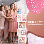 Load image into Gallery viewer, Baby Shower Boxes with Letters 44 Pcs White Boxes with Rose Gold Dusty Pink Sand & White Balloons Gender Reveal & Party Decoration Set by
