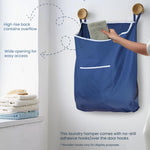 Load image into Gallery viewer, Fine Living Large Hanging Laundry Hamper with Over Door Hooks & Adhesive Durable Space Saving Laundry Bag with Zipper and Wide Open Top Hanging Dorm Laundry Hamper 18 x4.75 x28 (Navy Blue L)