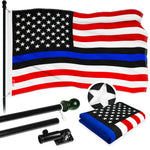 Load image into Gallery viewer, 6 Feet Tangle Free Spinning Flagpole and Black Blue Lives Matter Flag 3x5 ft