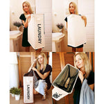 Load image into Gallery viewer, 52L Large Slim Rolling On Wheels Laundry Hamper Tall Dirty Clothes Storage Basket Standable Corner Handy Bin Hamper Basket 15×8×22 (22 Inches Printed Beige)