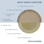 Load image into Gallery viewer, The Fine Living Co. Braided Cotton Placemats (Set of 6 15 Inches) with 6 Free Coasters Washable Anti Slip Heat Resistant Mats Boho Woven Round Table Mats for House Decor Kitchen and Dining