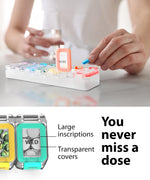 Load image into Gallery viewer, Weekly Pill Organizer 1 time a Day Pill Box 7 Day with Enhanced Waterproof Seal Large compartments Hold Big Vitamins & Supplements Upgraded Locking lids for Home & Travel use Durable Hard case